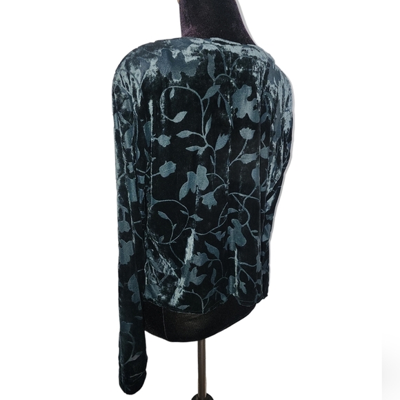 Vintage Rabbit Rabbit Rabbit Velvet Devoré Top Green Whimsygoth Size 14 - Picture 4 of 15